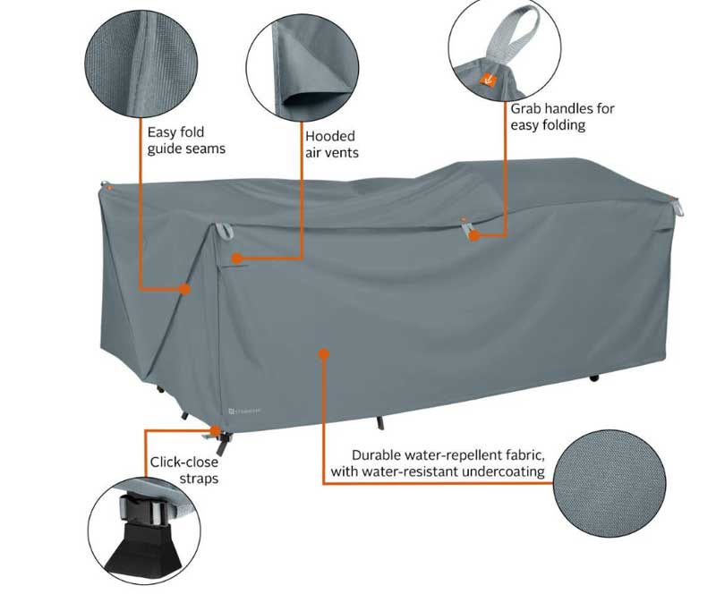 100" Large Easy Fold Patio Furniture Cover, Monument Grey, Large - Image 9